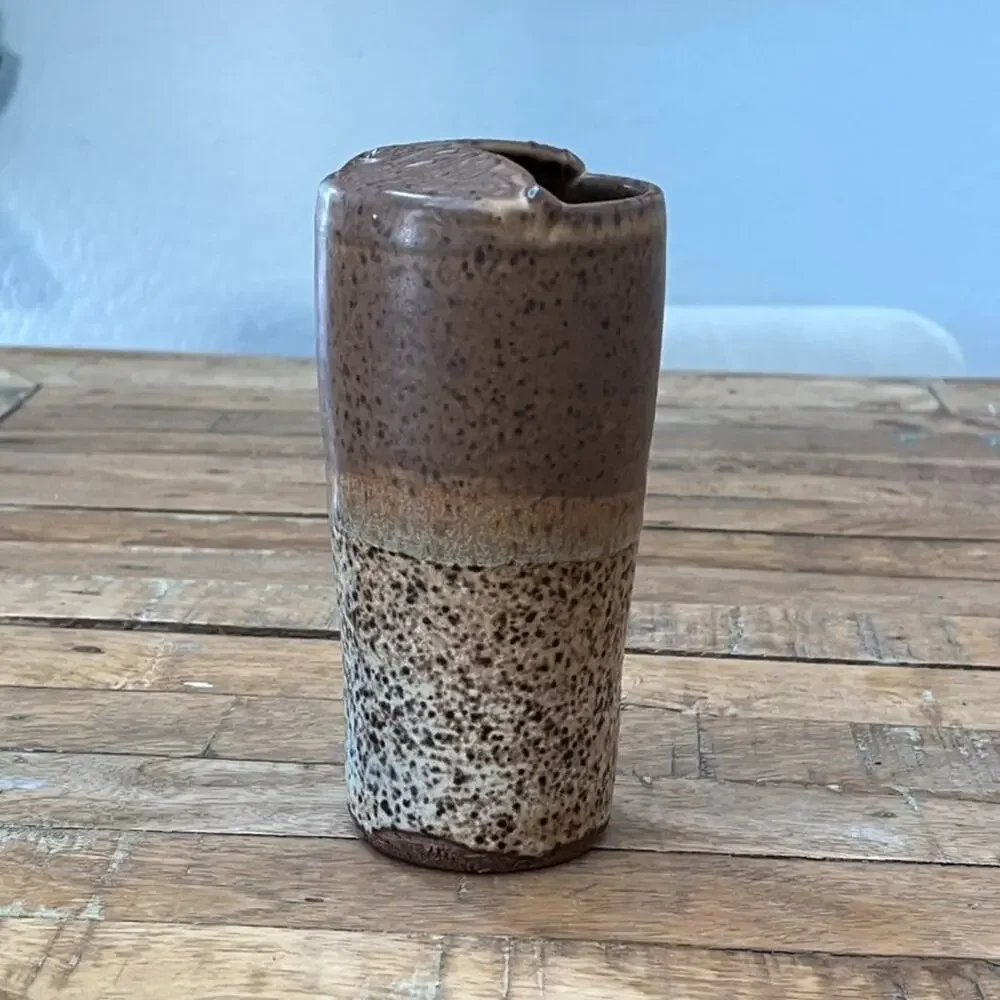 Handcrafted Travel Cup, To Go Cup Ceramic Vase 6.5